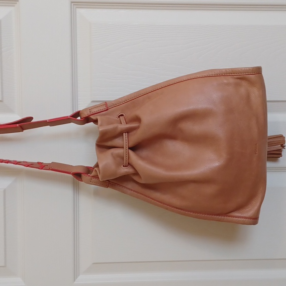 Fossil "Claire" Cow Hide Leather Drawstring Bag - image 5